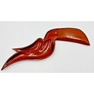 TEAK WOOD Nut, Candy Dish Toucan Bird Shaped Serving Dish With Glass Eye Brazil